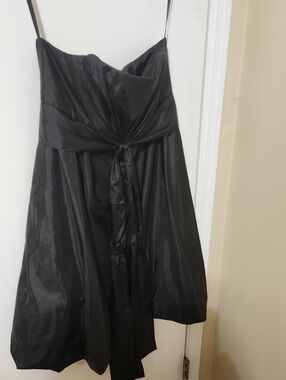 White House Black Market Black Satin Mini Dress with Tie Detail